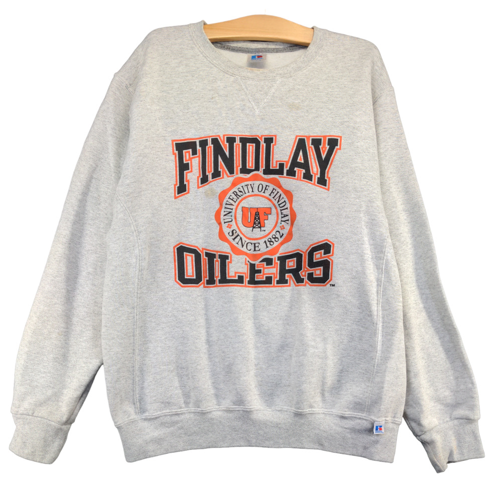 Russell Athletic Men's Findlay Oilers Pullover Sweatshirt Gray Large Crew Neck